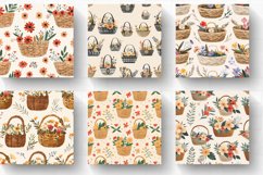 Floral Cottage core Baskets Pattern Digital Backgrounds Product Image 2