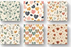 Vintage Cottage core Hearts Leaves Pattern Digital Backgroun Product Image 2