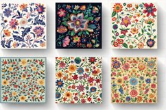 Retro Floral Embroidery Digital Paper Backgrounds Product Image 2