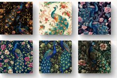 Floral Peacock Digital Paper Backgrounds Product Image 2