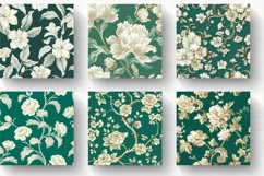 Ivory Floral on Emerald Digital Paper Backgrounds Product Image 2