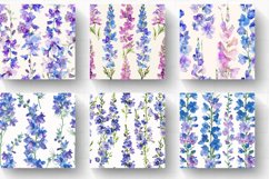 Watercolor Larkspur Flower Digital Paper Backgrounds Product Image 2
