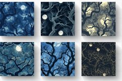 Mystic Moonlit Trees Digital Paper Backgrounds Product Image 2