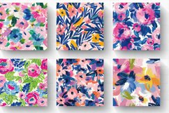 Preppy Painted Strokes Floral Digital Paper Backgrounds Product Image 2