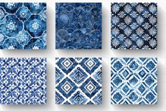 Watercolor Sashiko Bohemian Blue Digital Paper Backgrounds Product Image 2