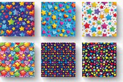 Funky Rainbow Stars Hearts Digital Paper Backgrounds Product Image 2