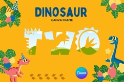 TWO Dinosaurs Canva Frame Template Animal Photo Frame Product Image 1