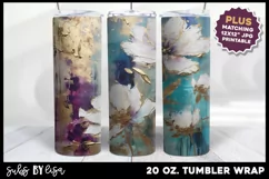 Gold Foil Floral Printable Art 12x12 PLUS Bonus Tumbler Wrap Product Image 2