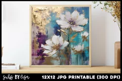 Gold Foil Floral Printable Art 12x12 PLUS Bonus Tumbler Wrap Product Image 1