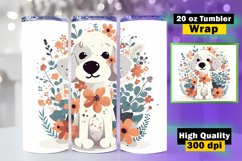 Dog &amp; Flower Tumbler Sublimation, 20 oz Skinny Tumbler Wrap Product Image 1
