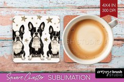 Cute Dogs Square Coaster - Puppy Coaster PNG Sublimation Product Image 1