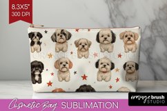 Cute Dogs Cosmetic Bag - Puppy Makeup Bag PNG Sublimation Product Image 1