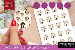 Cute Dogs Round Sticker - Puppy Printable Sticker Sheet Product Image 1