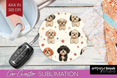 Cute Dogs Car Coaster - Puppy Coaster PNG Sublimation Product Image 1