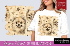 Cute Dogs Square Tshirt Background - Puppy PNG Sublimation Product Image 1