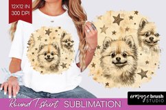 Cute Dogs Round Tshirt Background - Puppy PNG Sublimation Product Image 1