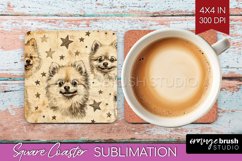 Cute Dogs Square Coaster - Puppy Coaster PNG Sublimation Product Image 1