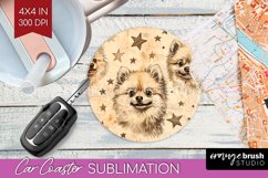 Cute Dogs Car Coaster - Puppy Coaster PNG Sublimation Product Image 1