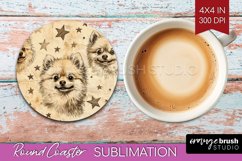 Cute Dogs Round Coaster - Puppy Coaster PNG Sublimation Product Image 1