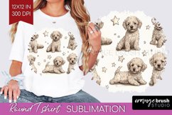 Cute Dogs Round Tshirt Background - Puppy PNG Sublimation Product Image 1