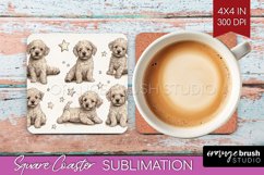Cute Dogs Square Coaster - Puppy Coaster PNG Sublimation Product Image 1