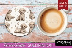 Cute Dogs Round Coaster - Puppy Coaster PNG Sublimation Product Image 1