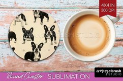 Cute Dogs Round Coaster - Puppy Coaster PNG Sublimation Product Image 1