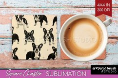 Cute Dogs Square Coaster - Puppy Coaster PNG Sublimation Product Image 1