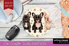 Cute Dogs Car Coaster - Puppy Coaster PNG Sublimation Product Image 1