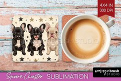 Cute Dogs Square Coaster - Puppy Coaster PNG Sublimation Product Image 1