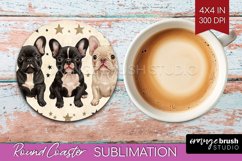 Cute Dogs Round Coaster - Puppy Coaster PNG Sublimation Product Image 1