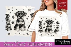 Cute Dogs Square Tshirt Background - Puppy PNG Sublimation Product Image 1