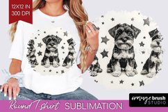 Cute Dogs Round Tshirt Background - Puppy PNG Sublimation Product Image 1