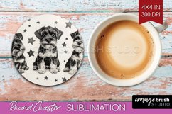 Cute Dogs Round Coaster - Puppy Coaster PNG Sublimation Product Image 1
