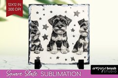 Cute Dogs Slate PNG - Puppy Square Slate Sublimation Product Image 1