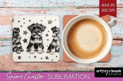 Cute Dogs Square Coaster - Puppy Coaster PNG Sublimation Product Image 1