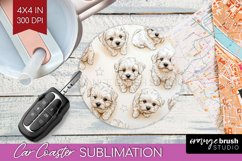 Cute Dogs Car Coaster - Puppy Coaster PNG Sublimation Product Image 1