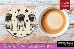 Cute Dogs Round Coaster - Puppy Coaster PNG Sublimation Product Image 1