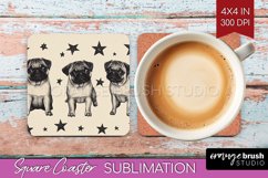 Cute Dogs Square Coaster - Puppy Coaster PNG Sublimation Product Image 1