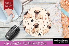 Cute Dogs Car Coaster - Puppy Coaster PNG Sublimation Product Image 1