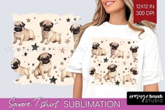 Cute Dogs Square Tshirt Background - Puppy PNG Sublimation Product Image 1