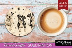 Cute Dogs Round Coaster - Puppy Coaster PNG Sublimation Product Image 1