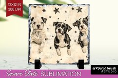 Cute Dogs Slate PNG - Puppy Square Slate Sublimation Product Image 1