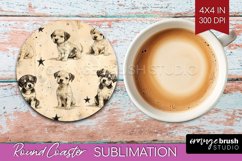Cute Dogs Round Coaster - Puppy Coaster PNG Sublimation Product Image 1