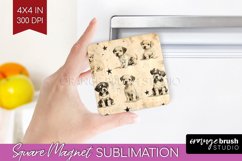 Cute Dogs Magnet Sublimation - Puppy Square Magnet PNG Product Image 1