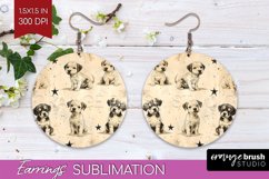 Cute Dogs Round Earrings - Puppy PNG Sublimation Product Image 1
