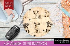 Cute Dogs Car Coaster - Puppy Coaster PNG Sublimation Product Image 1