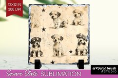 Cute Dogs Slate PNG - Puppy Square Slate Sublimation Product Image 1