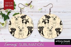 Cute Dogs Round Earrings - Puppy PNG Sublimation Product Image 1
