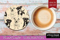 Cute Dogs Round Coaster - Puppy Coaster PNG Sublimation Product Image 1